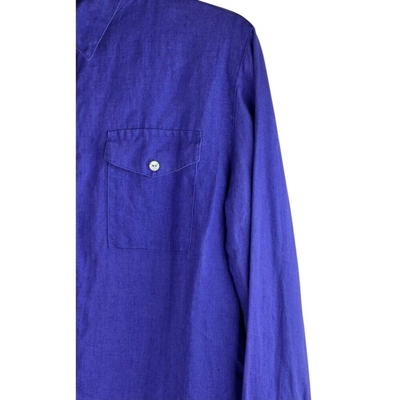 Lino by Chico's Purple 100% Linen Button Down Shirt Size 0 (Size 4) Pockets - Picture 4 of 8